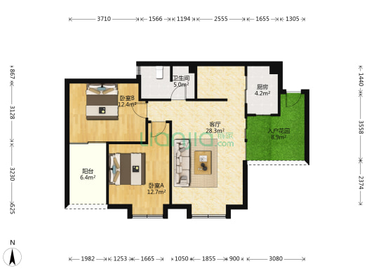 玉林品上 2室1厅1卫 89平方