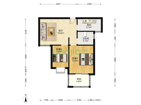 官塘绿苑一区 2室1厅1卫 83平方