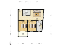 华阳路东南向两居，采光好，55万-涿州华阳风景户型图