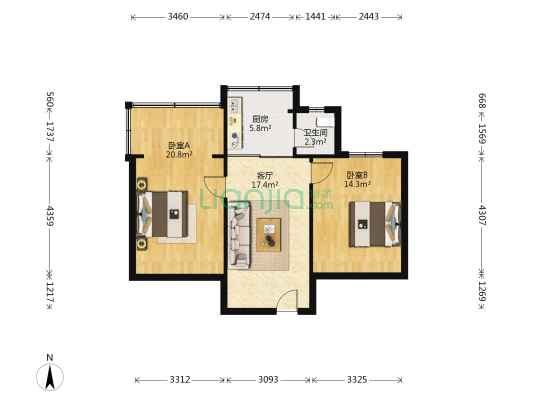 东光街南一巷1号 2室1厅1卫 60平方