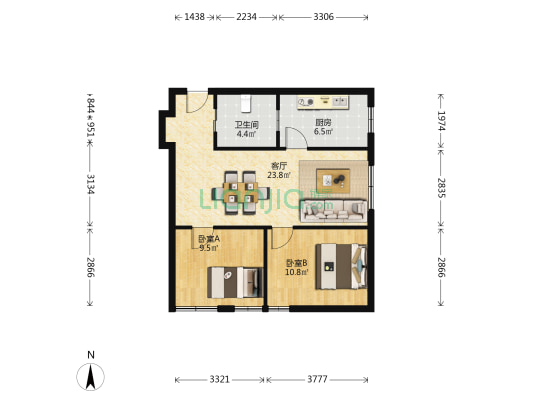 三角大楼 2室1厅1卫 82平方