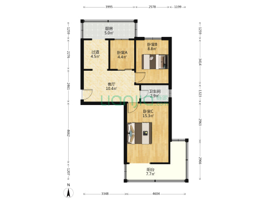 邮电微波传输局宿舍 3室1厅1卫 67平方