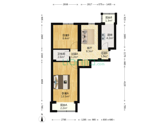 温家街2号院 2室1厅1卫 60平方