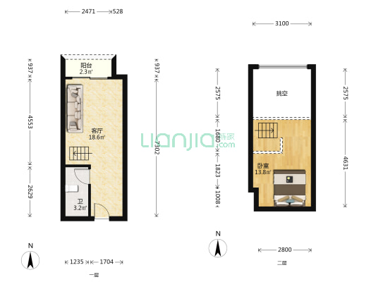 荷新创意产业园 1室1厅1卫 34平方