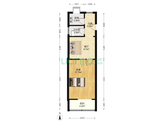 柴林头东区 1室1厅1卫 50平方