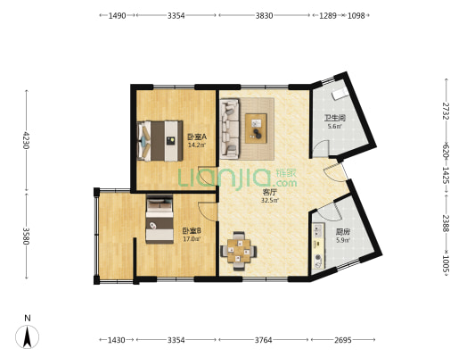 桂湖东路165号 2室1厅1卫 92平方