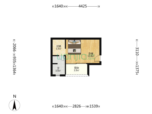南庄粮所商住楼 1室0厅1卫 67平方