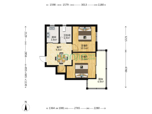 惠峰新村A区 2室1厅1卫 59平方