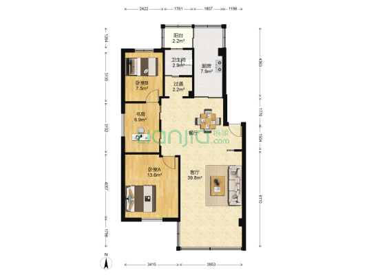 广安里小区 3室1厅1卫 95平方