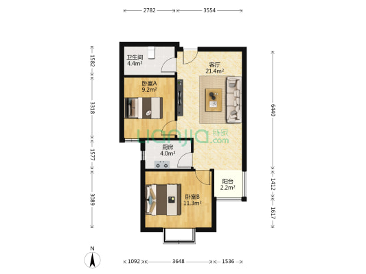 恒新苑 2室1厅1卫 78平方