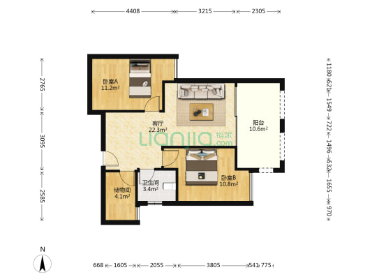 书香名邸 2室1厅1卫 71平方
