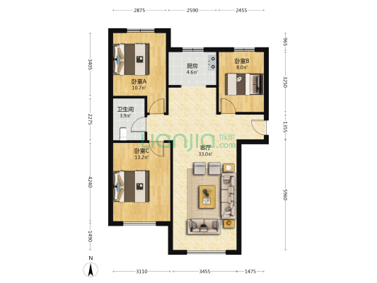 此房南北通.采光好.密码开门看房.价格可谈..税费低-户型图