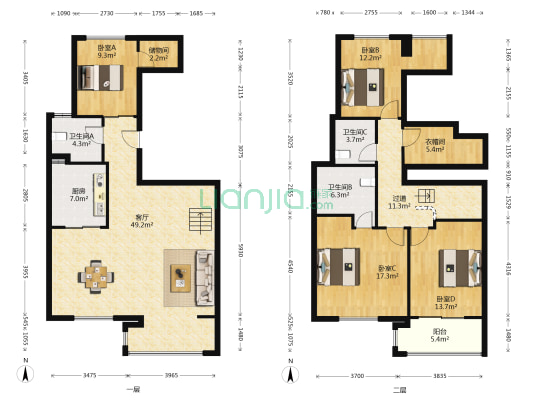 时代悦府 4室1厅3卫 147平方