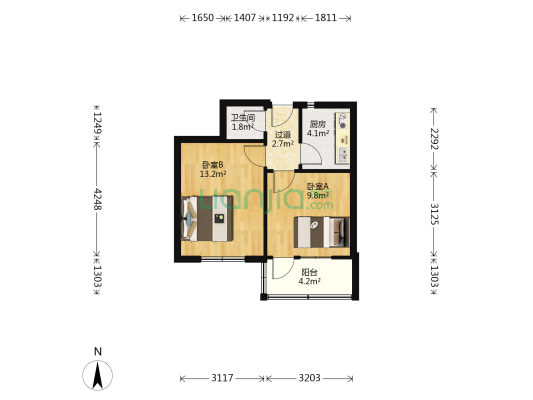 徐州路（市南东区） 2室0厅1卫 43平方