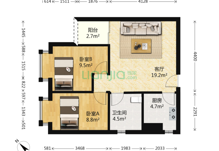 深圳碧桐海苑2室1厅1卫65 69 户型图 碧桐海苑户型图详情 深圳链家