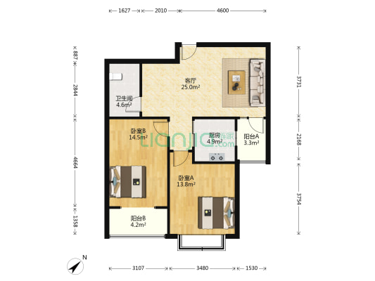 丽馨苑 2室1厅1卫 90平方