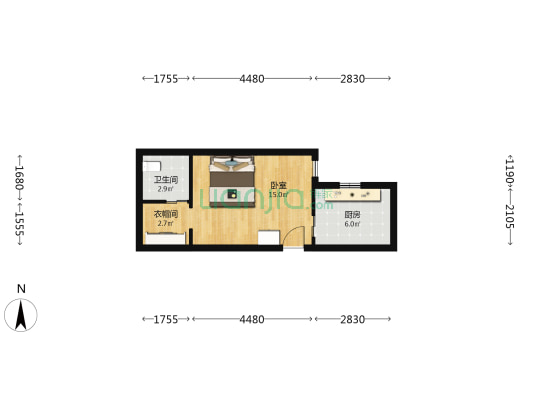 华龙IN巷 1室0厅1卫 41平方