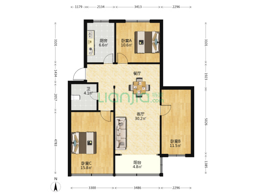 长埭路290号 3室1厅1卫 98平方