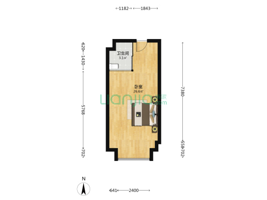 国金滨江 1室0厅1卫 42平方