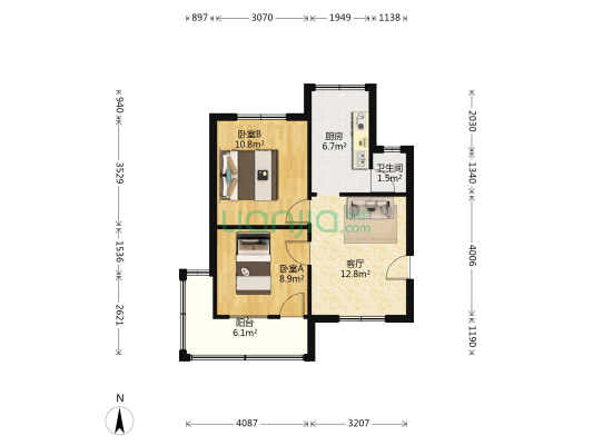 桃花新村 2室1厅1卫 60平方