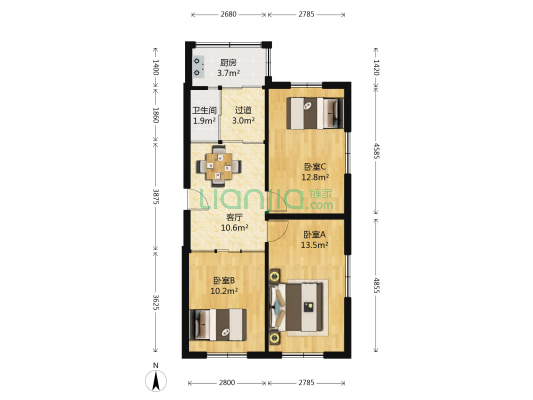 文化小区 3室1厅1卫 75平方