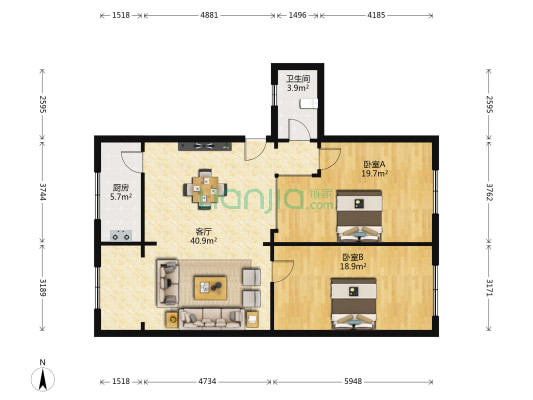 黄河剧院（皋兰路/周家庄） 2室1厅1卫 75平方