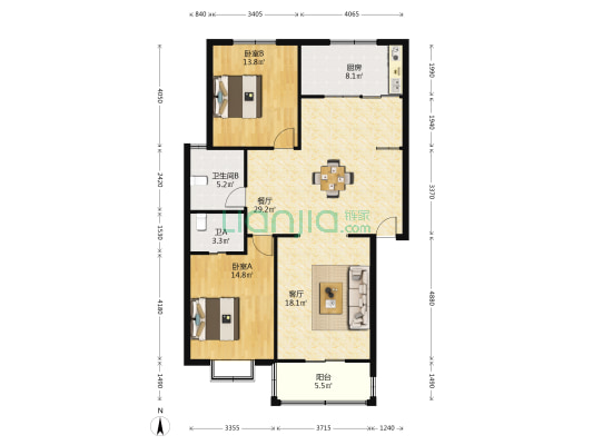 恩潭新村五区 2室2厅2卫 120平方