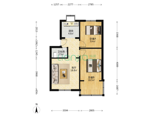 王家疃小区 2室1厅1卫 63平方