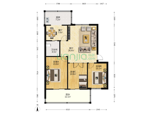434小区 3室2厅1卫 101平方