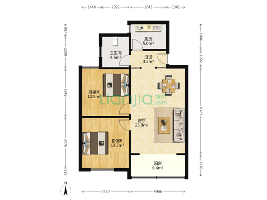 洋河新村 2室1厅1卫 84平方