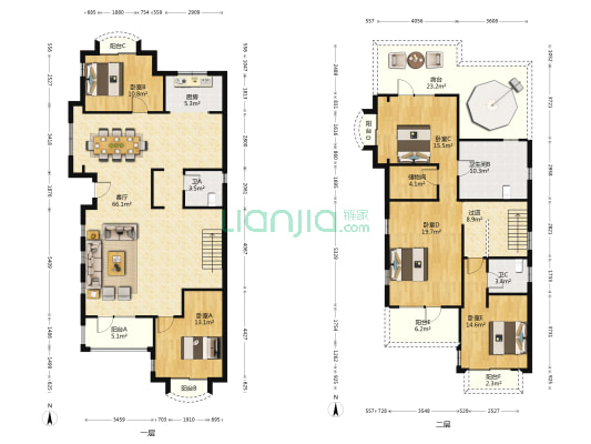 龙湖原山一期 5室1厅3卫 240平方