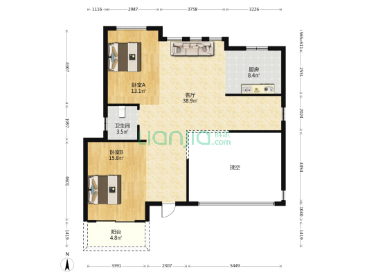 龙湖美墅 2室1厅1卫 333平方