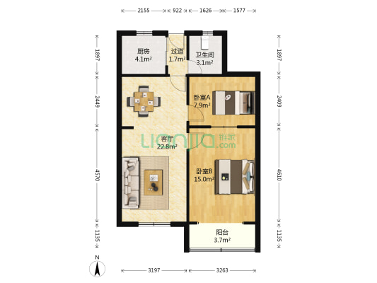 林荫大楼 2室1厅1卫 82平方