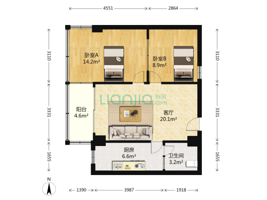 杉木栏路 2室1厅1卫 68平方