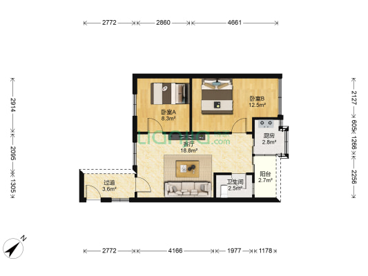 科技馆大院 2室1厅1卫 50平方