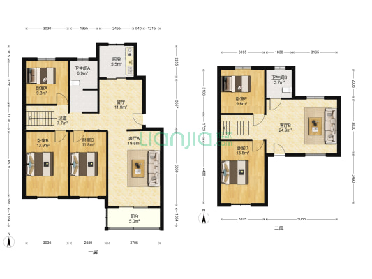开发区物探局家属院多层住宅大跃层出售-户型图