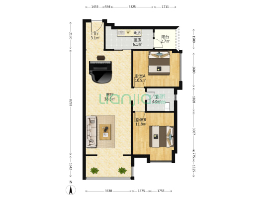 南都邻秀 2室1厅1卫 93平方
