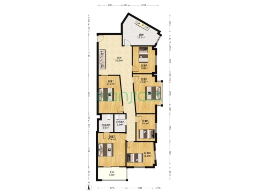 巨一花苑 6室1厅2卫 178平方