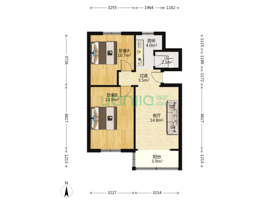 四平路 2室1厅1卫 68平方