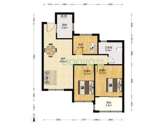 水岸年华 3室1厅1卫 99平方