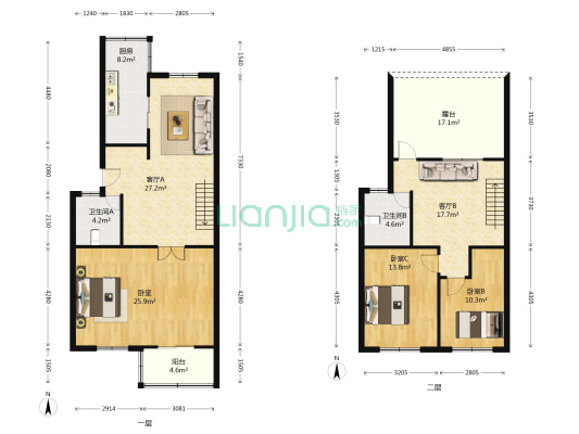 锦华苑 3室2厅2卫 137平方