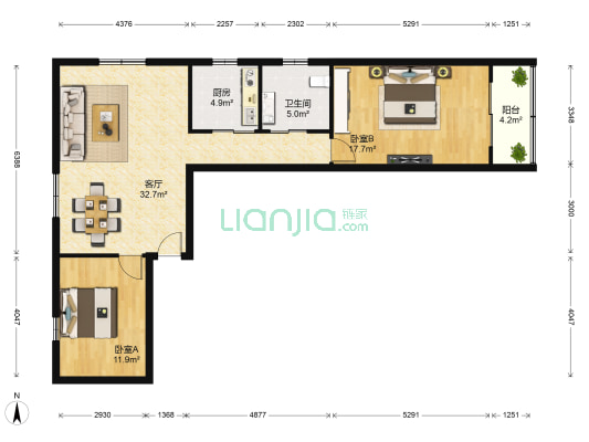 在水一方 2室1厅1卫 91平方
