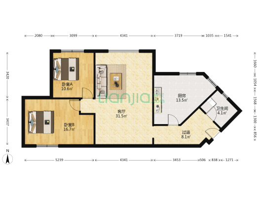 大西电业园 2室1厅1卫 114平方