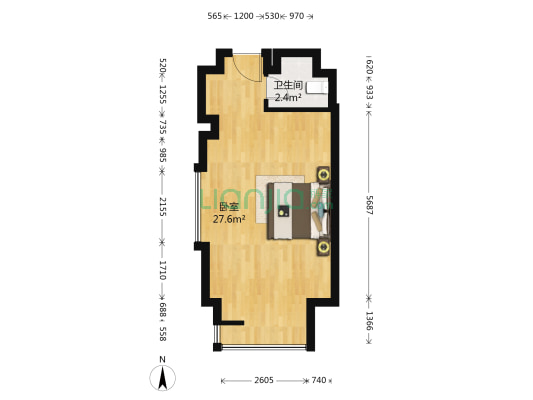 大德玲珑湾 1室0厅1卫 48平方