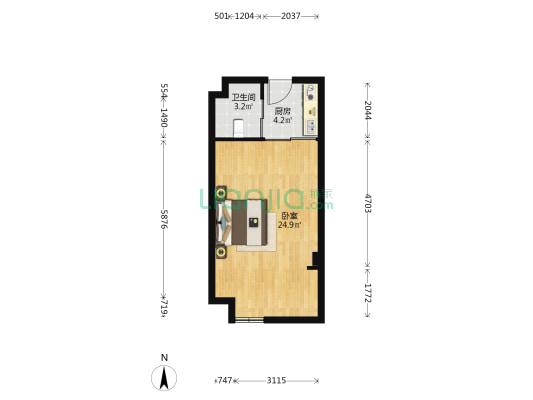 南京五洲星世纪商贸城 1室0厅1卫 45平方