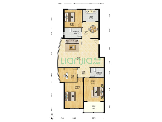 天宇大厦 3室2厅2卫 175平方