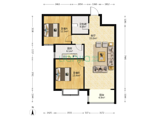 安居南程庄园 2室1厅1卫 100平方