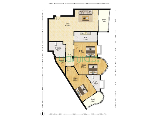 西江月厦 3室1厅2卫 155平方