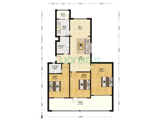 铁建公司家属楼 3室2厅2卫 151平方
