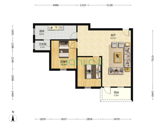 下廓一街 2室1厅1卫 74平方